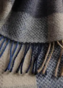 Ocean Check Herringbone Wool Cashmere Throw | Blarney