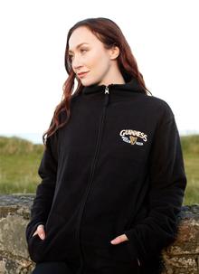 Guinness Full Zip-Up Fleece Jacket with Logo Print Black colour
