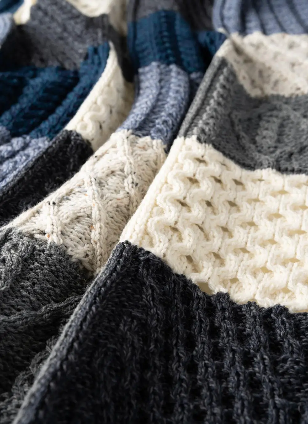 Coastal Sky Patchwork Aran Throw