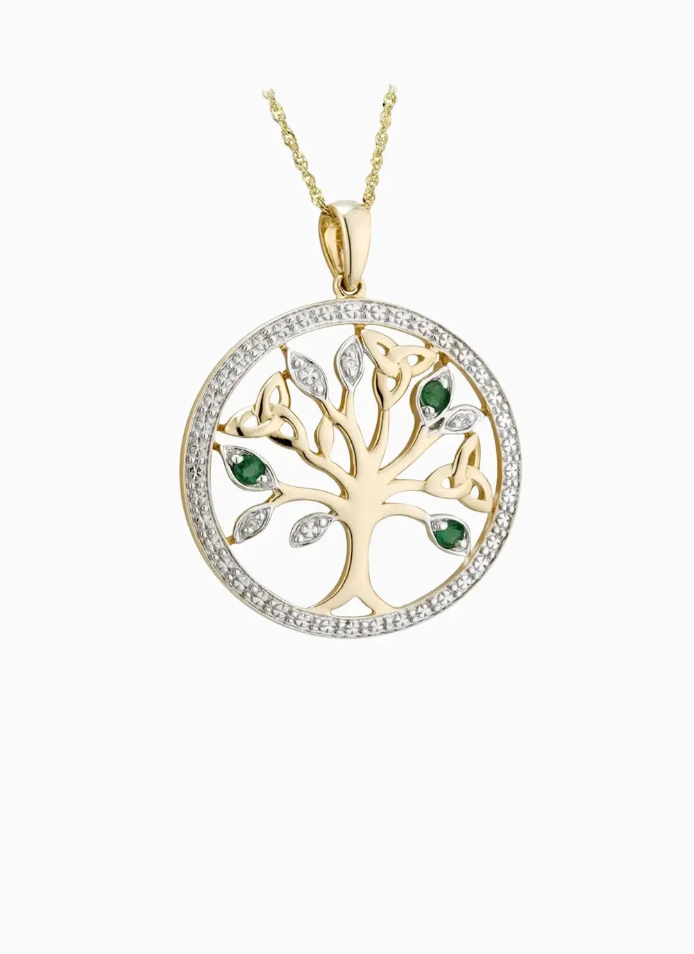 14K Gold Tree Of Life Pendant With Diamonds 