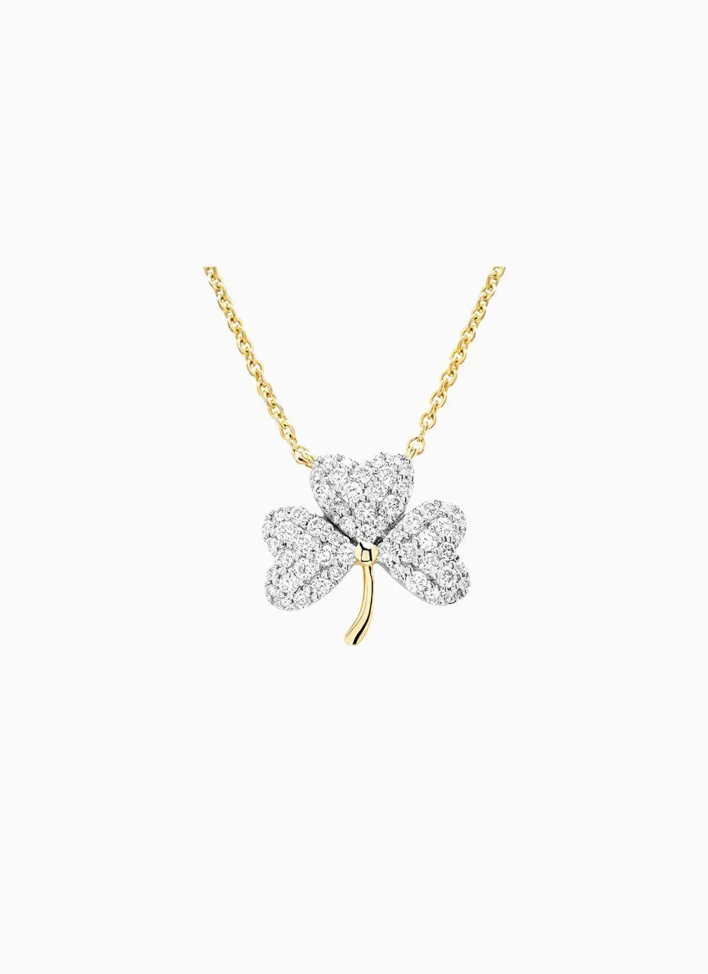 14K Gold Shamrock Necklace with Ethical Lab Diamonds