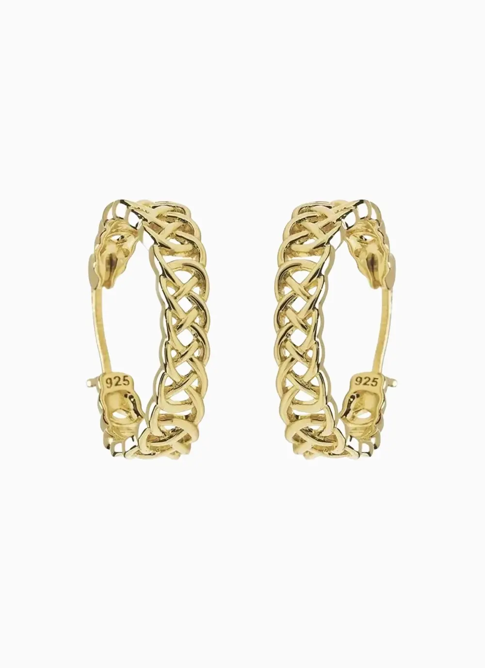 14Ct Gold Vermeil Large Celtic Knot Hoop Earrings 