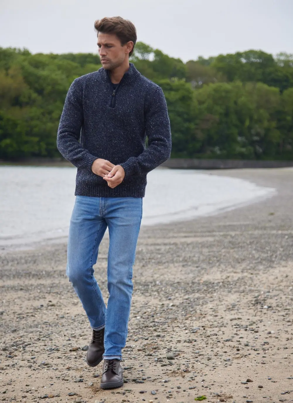 Fisherman Donegal Fleck Half Zip Sweater