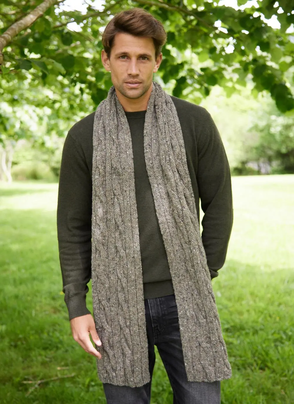 Fisherman Donegal Fleck Cable Scarf
