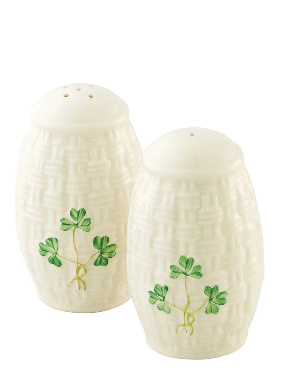 Belleek Shamrock Salt & Pepper Set