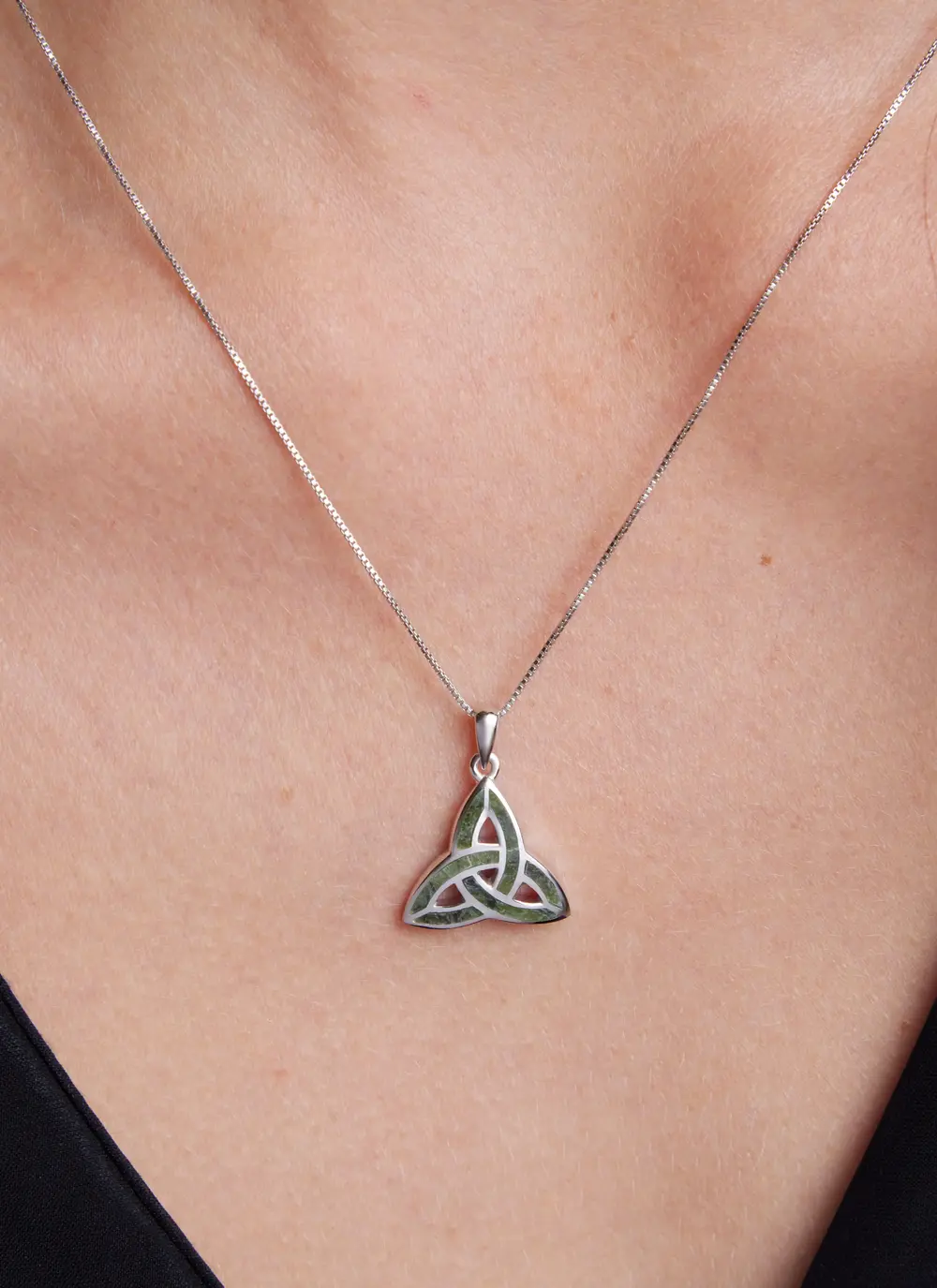 Sterling Silver Connemara Marble Trinity Pendant