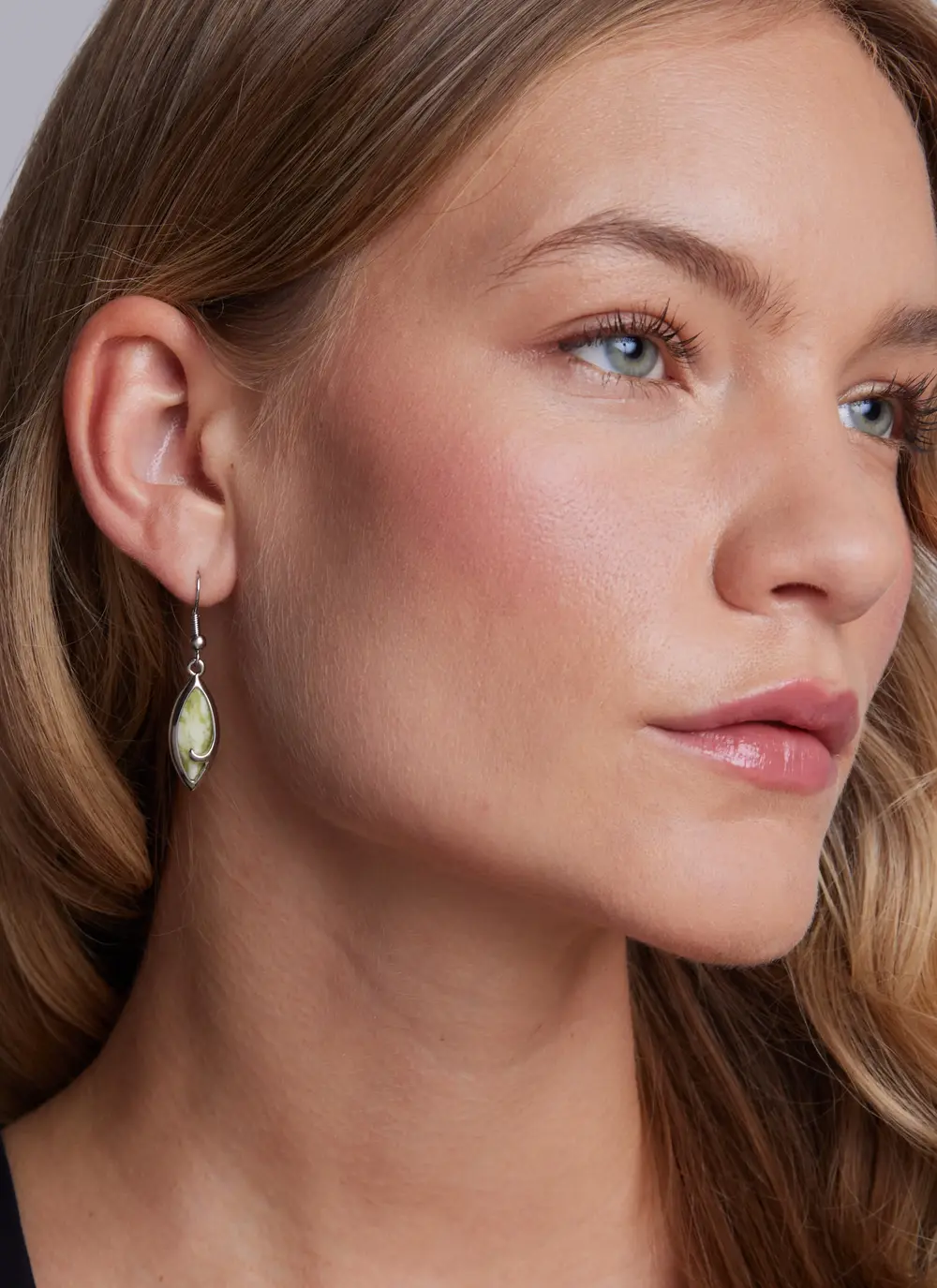 Silver Plated Connemara Marble Drop Earrings