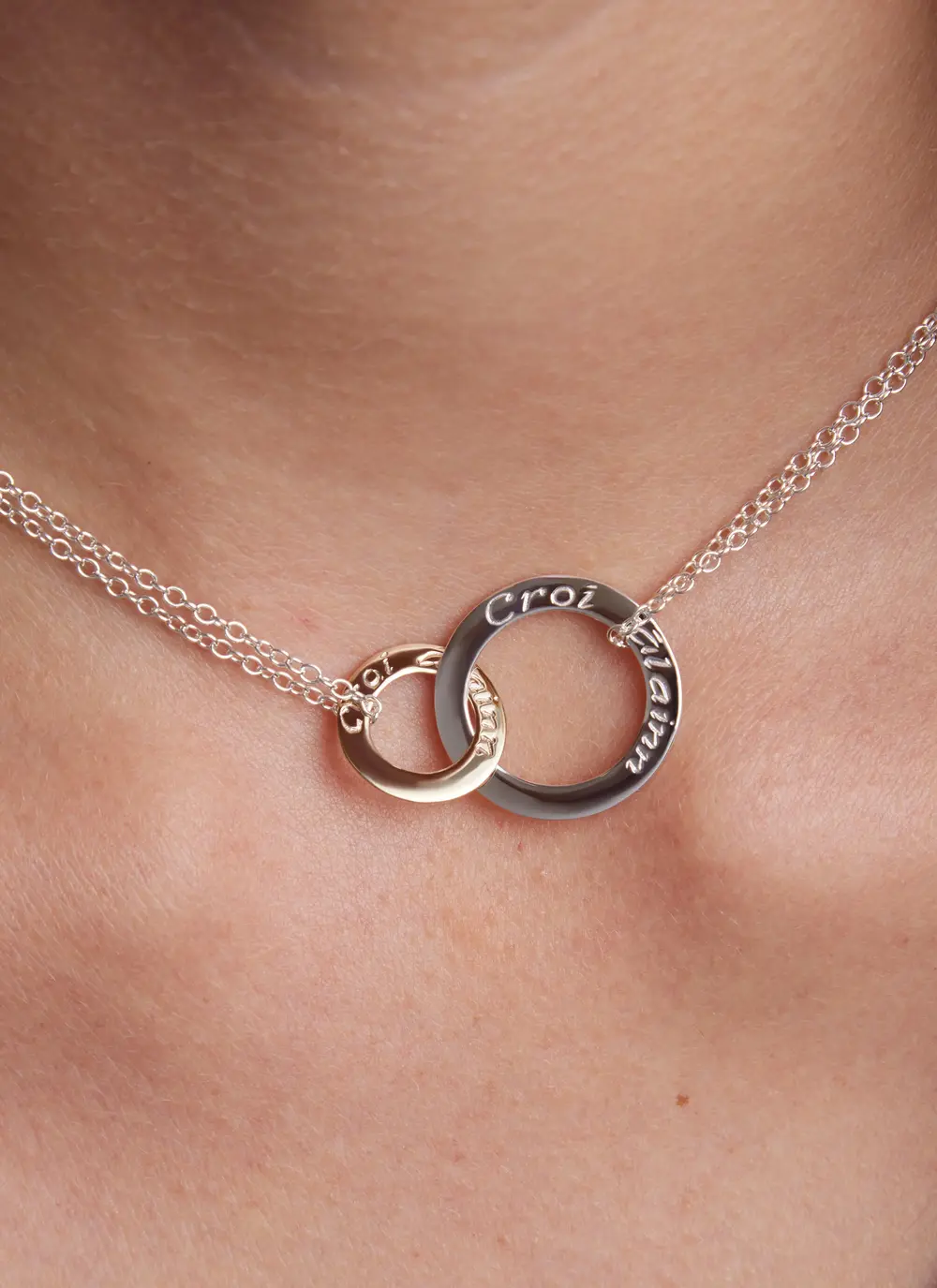 9ct Gold & Sterling Silver Croi Alainn Double Pendant 