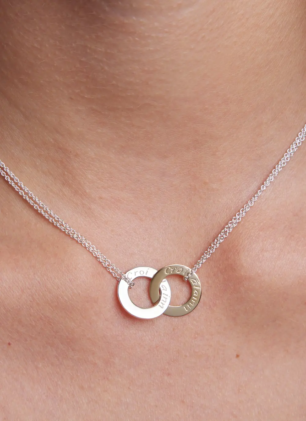 9ct Gold & Sterling Silver Croi Alainn Double Mini Pendant