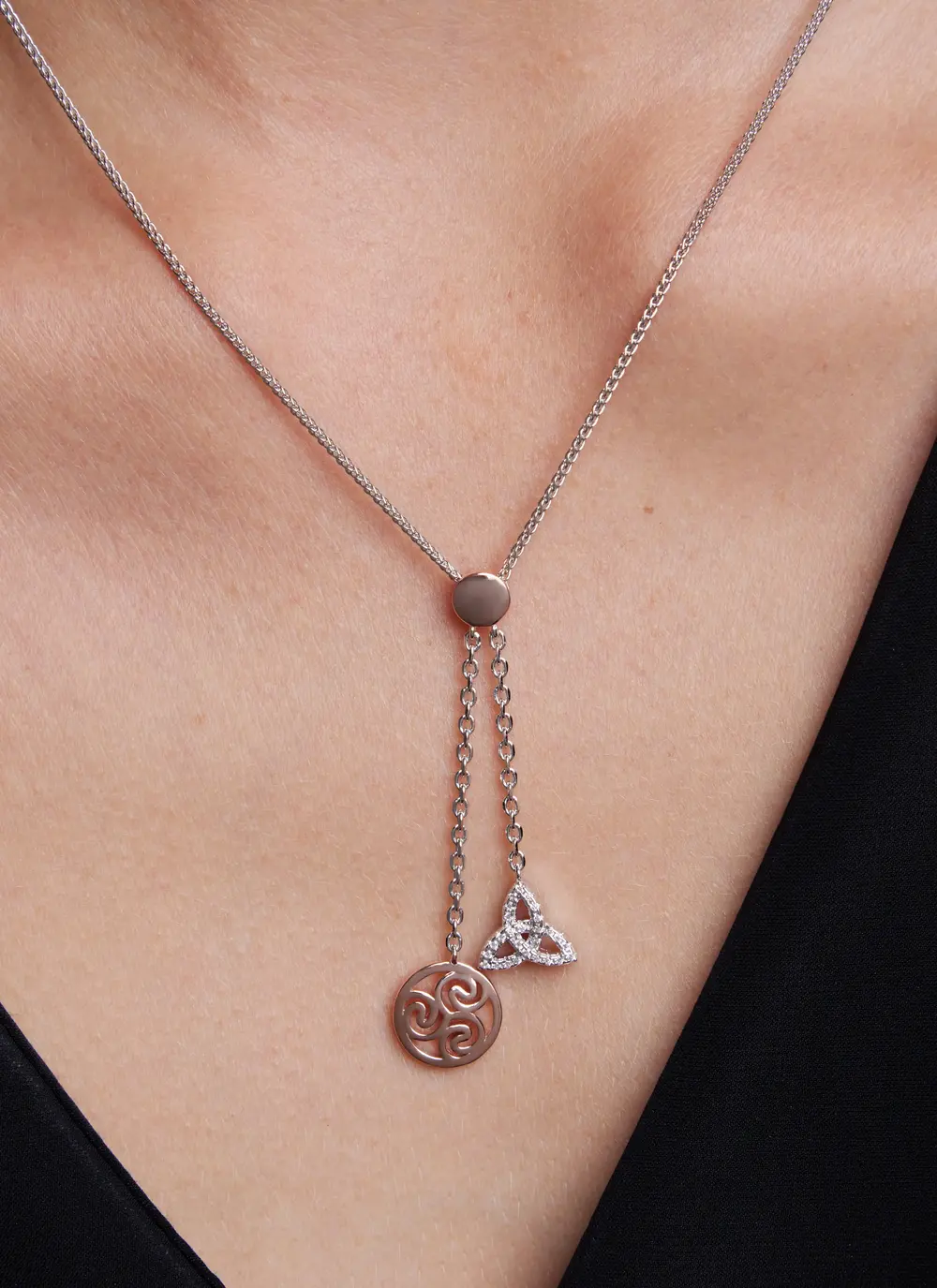 Triskele & Trinity Knot Two-Drop Pendant 