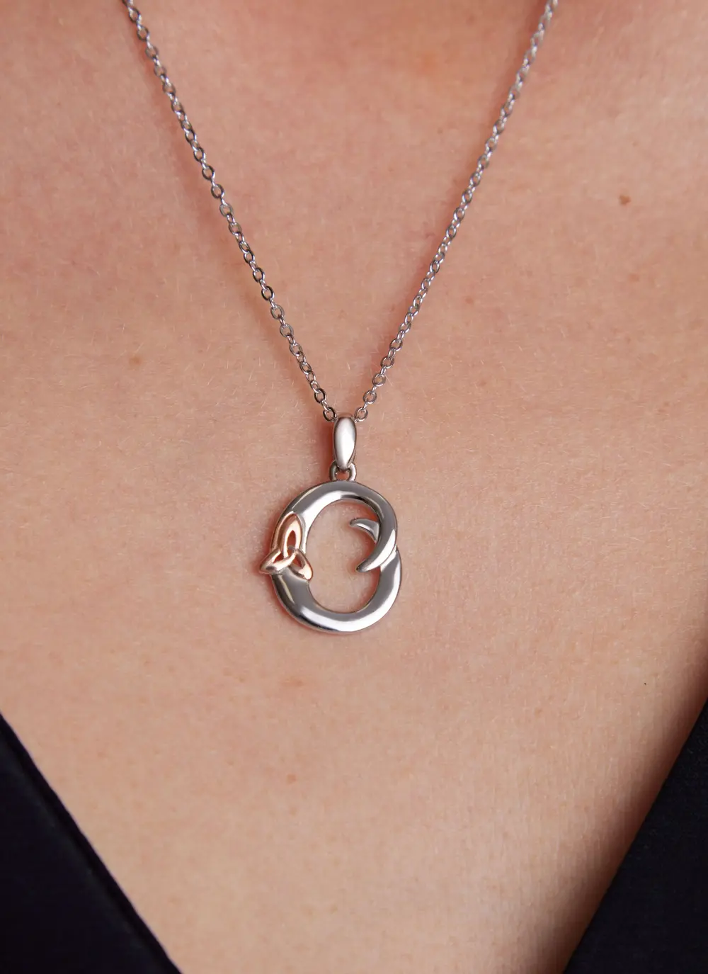 Sterling Silver Trinity Knot Initial Pendant - O