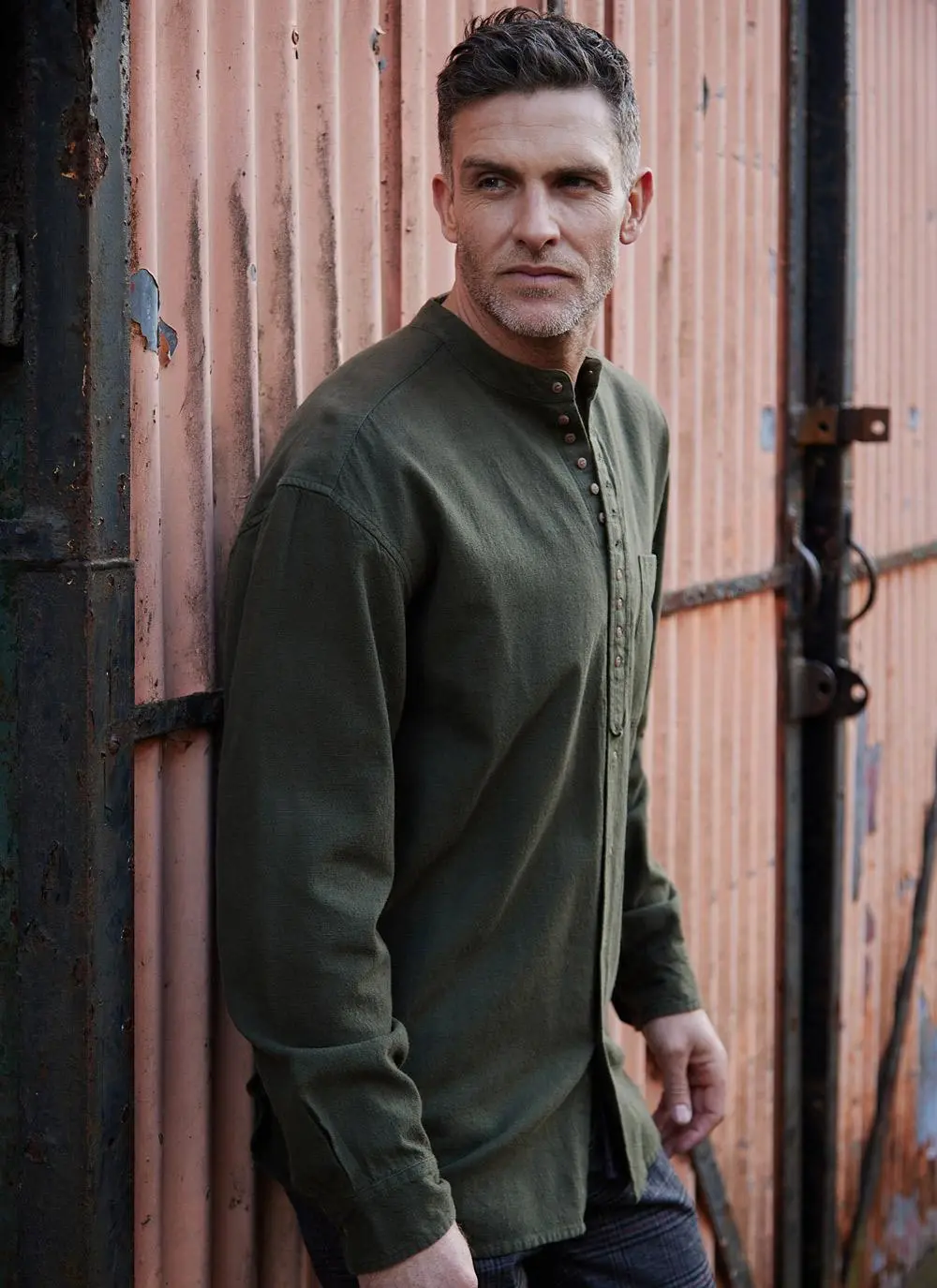 Andrew Cotton Linen Grandfather Shirt