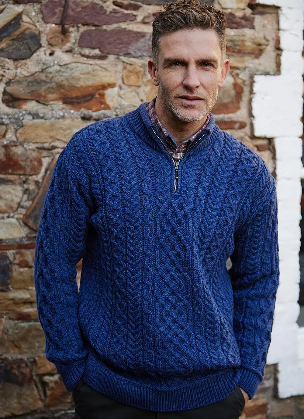 Inisheer Supersoft Wool Half Zip Aran Sweater