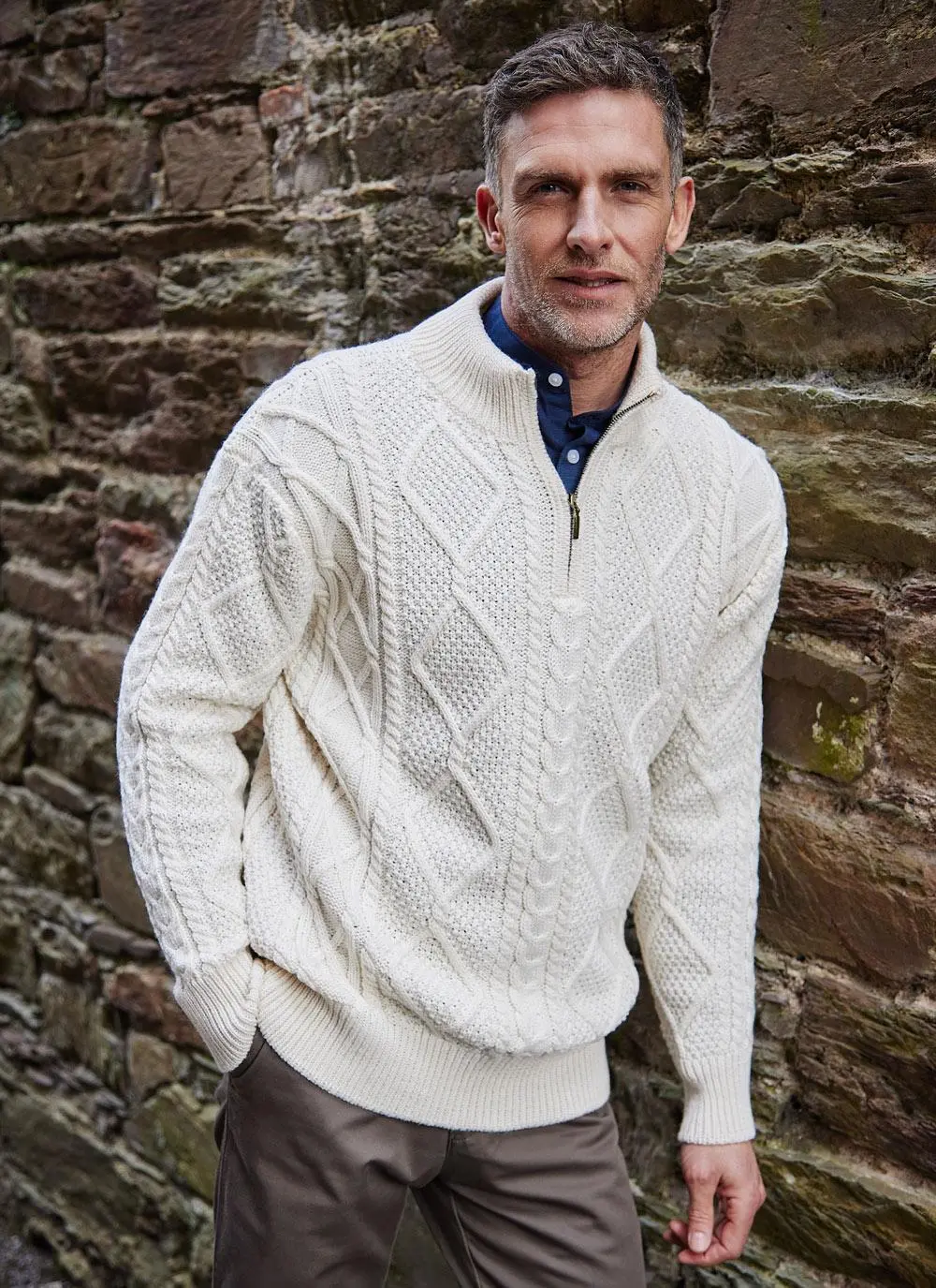 Inishmore Half Zip Aran Sweater