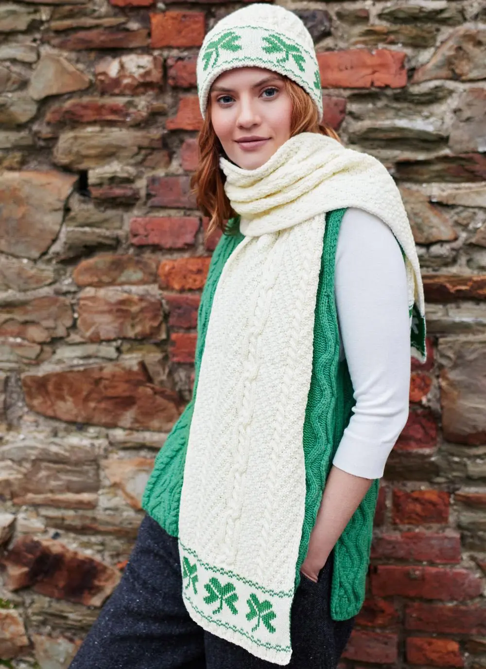 Shamrock Beanie & Scarf Set