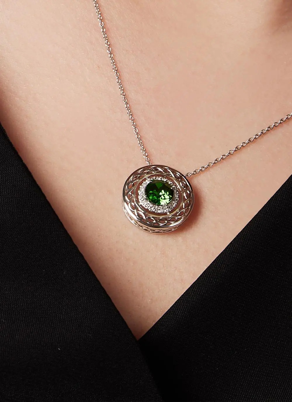 Sterling Silver Celtic Pendant Embellished With Swarovski Crystals