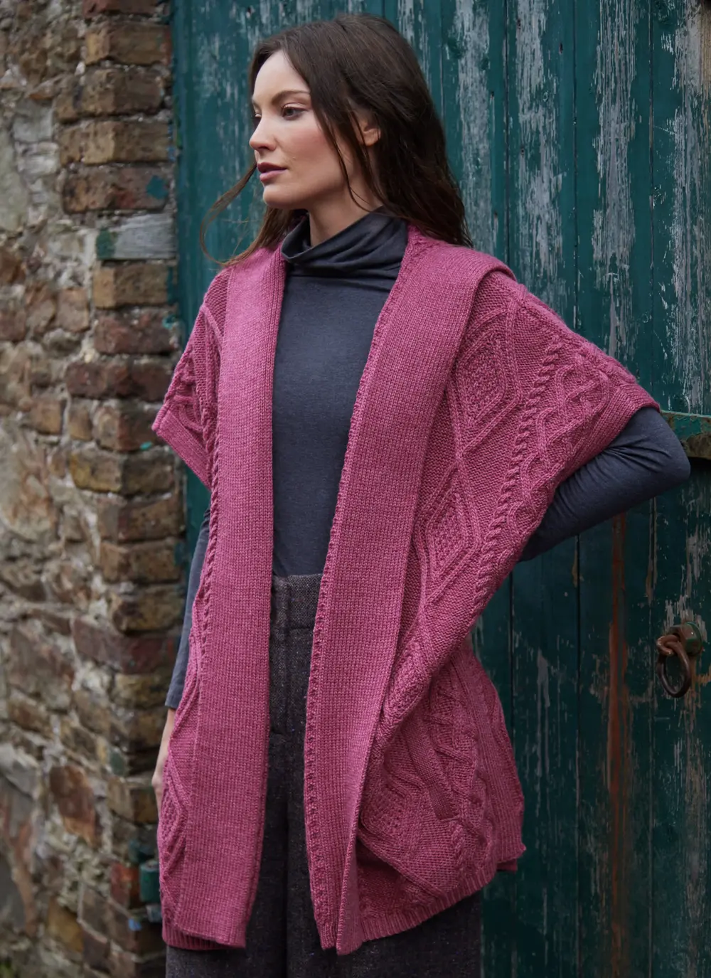 Caragh Hooded Aran Poncho
