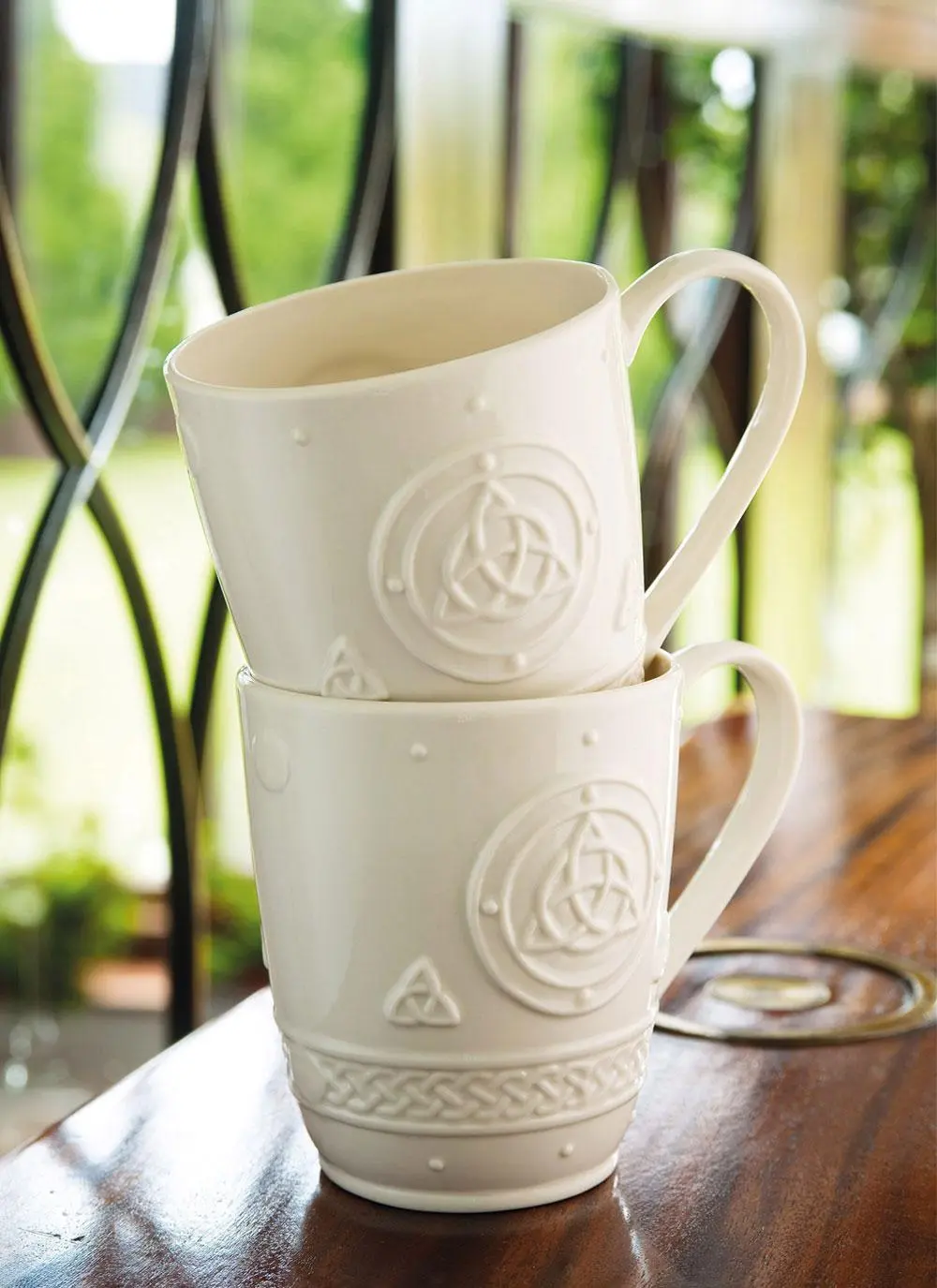 Belleek Celtic Mugs Set Of 2