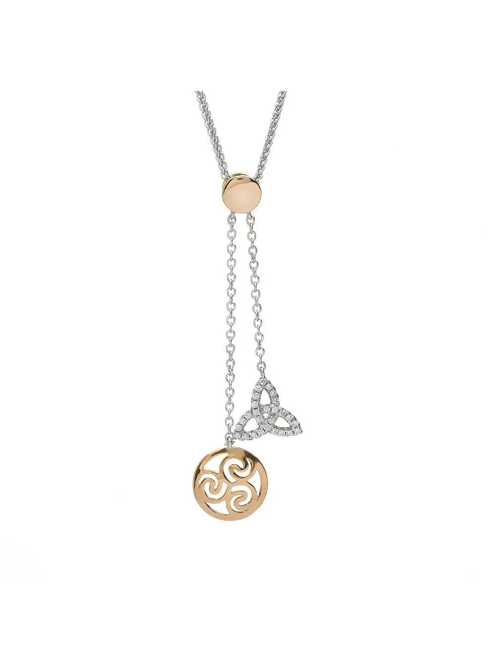 Triskele & Trinity Knot Two-Drop Pendant 