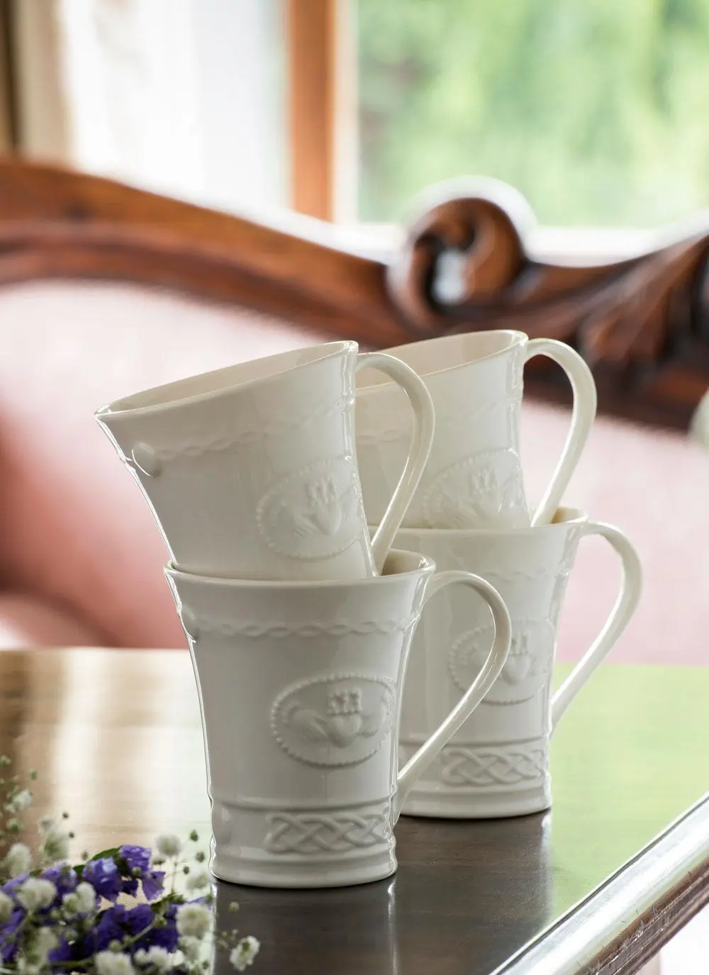 Belleek Claddagh Mugs Set of 4