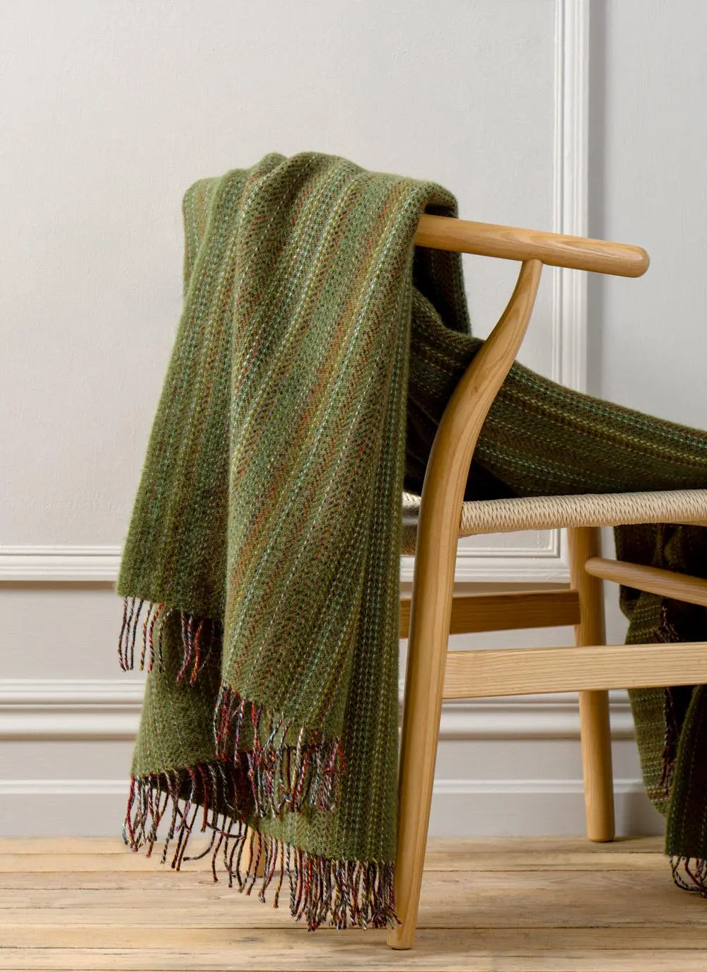 Meadow Green Tweed Wool Throw