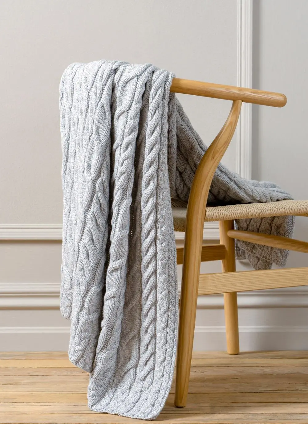 Feather Grey Supersoft Aran Throw