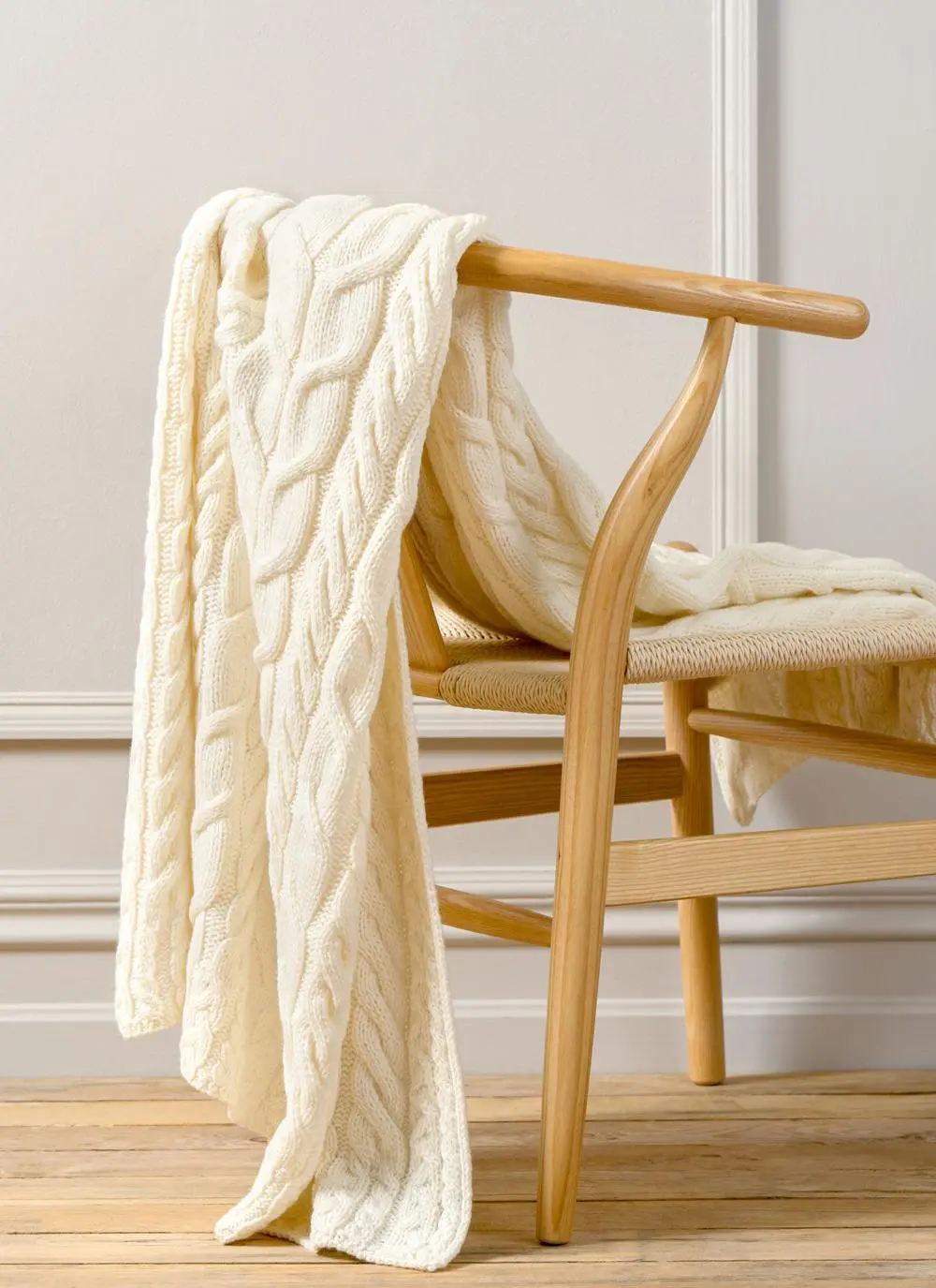 Natural Supersoft Aran Throw