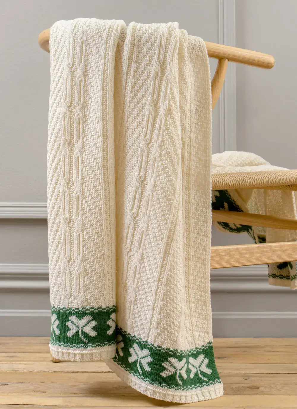 Shamrock Cable Stitch Aran Throw