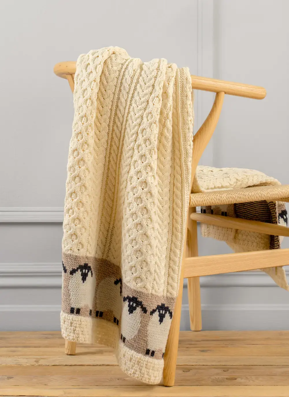 Merino Sheep Border Aran Throw