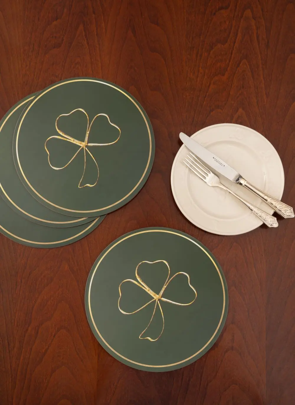 Gold Trim Shamrock Placemats Set of 4