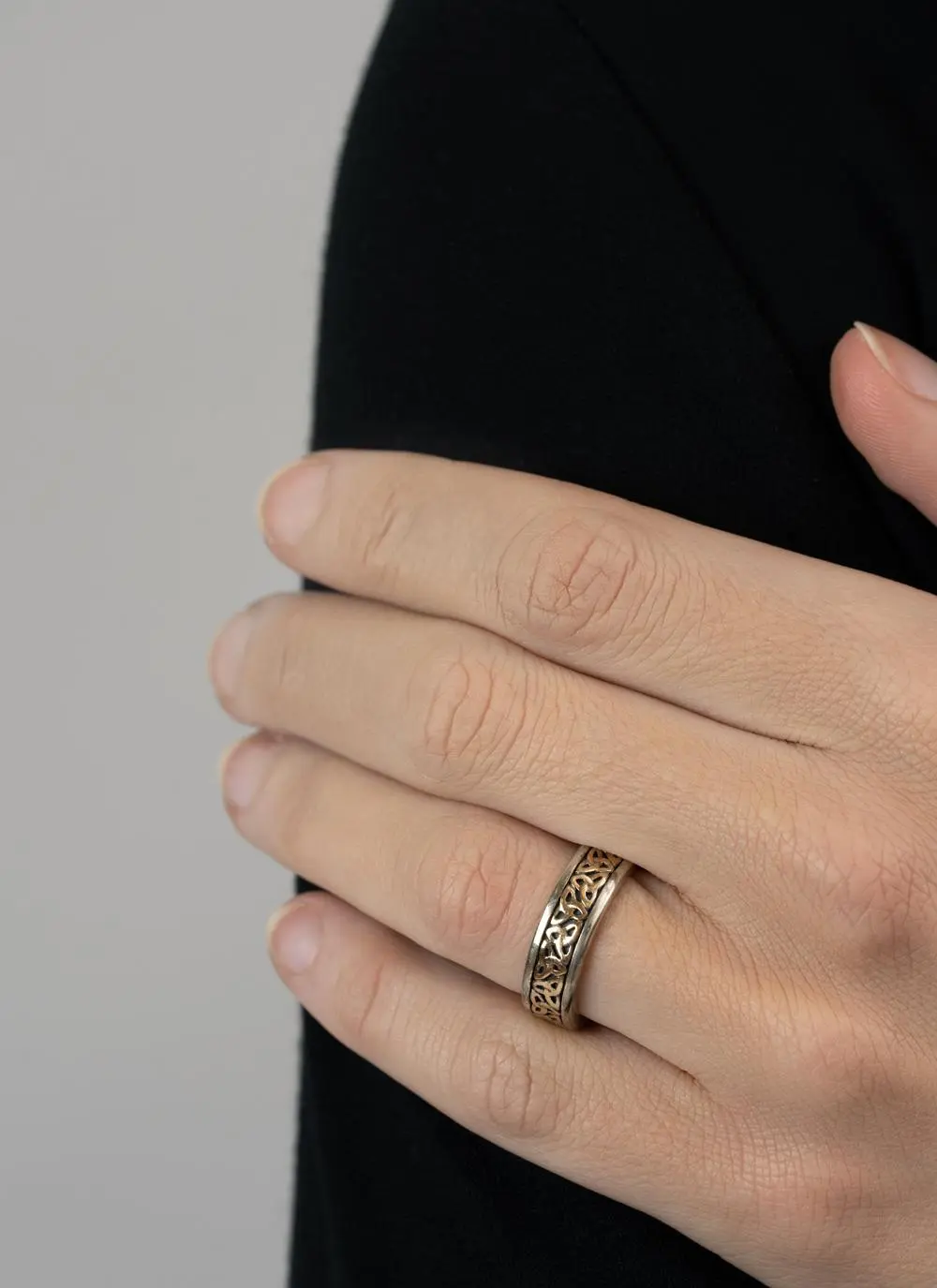 10ct Gold & Sterling Silver Ladies Trinity Knot Ring