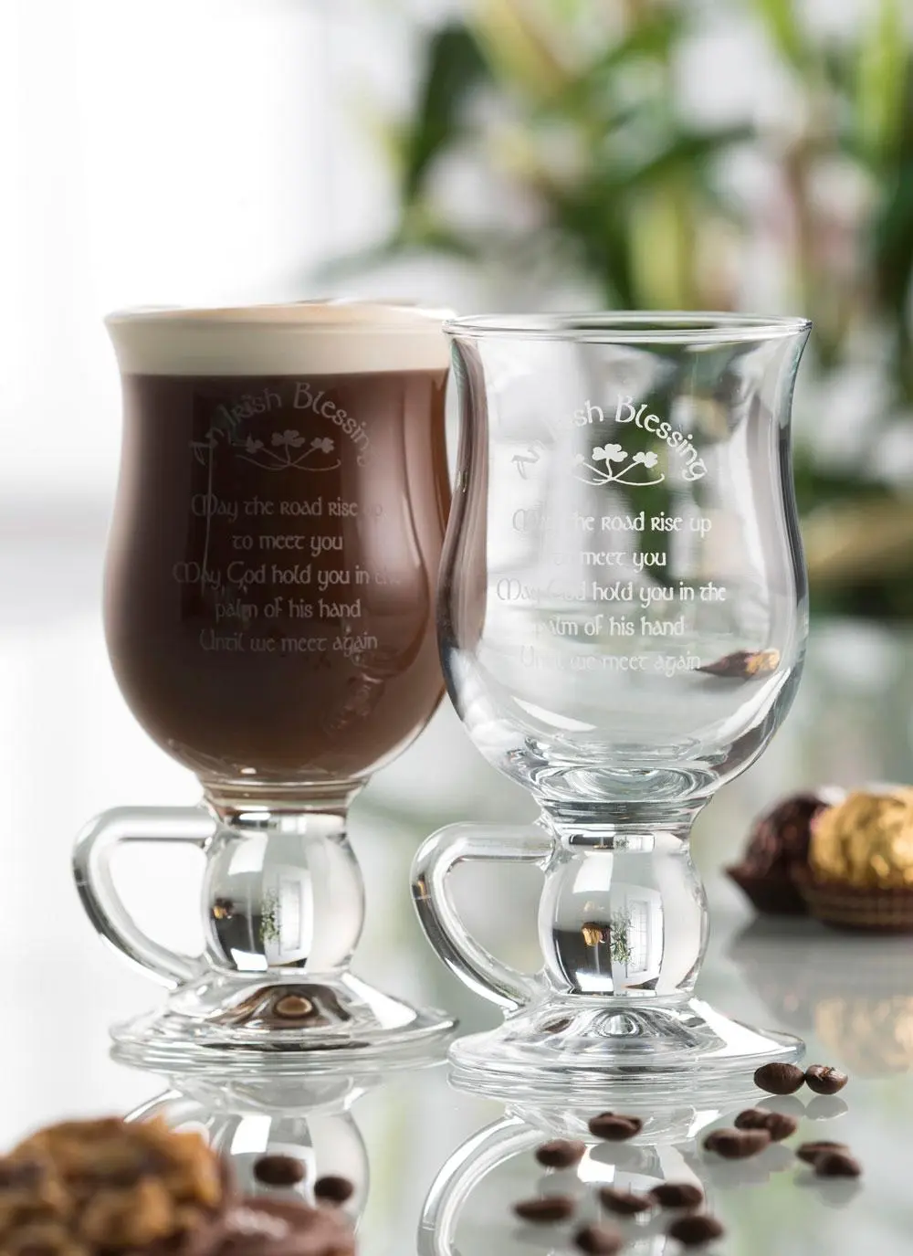 Pair of Irish Blessing Latte Glasses