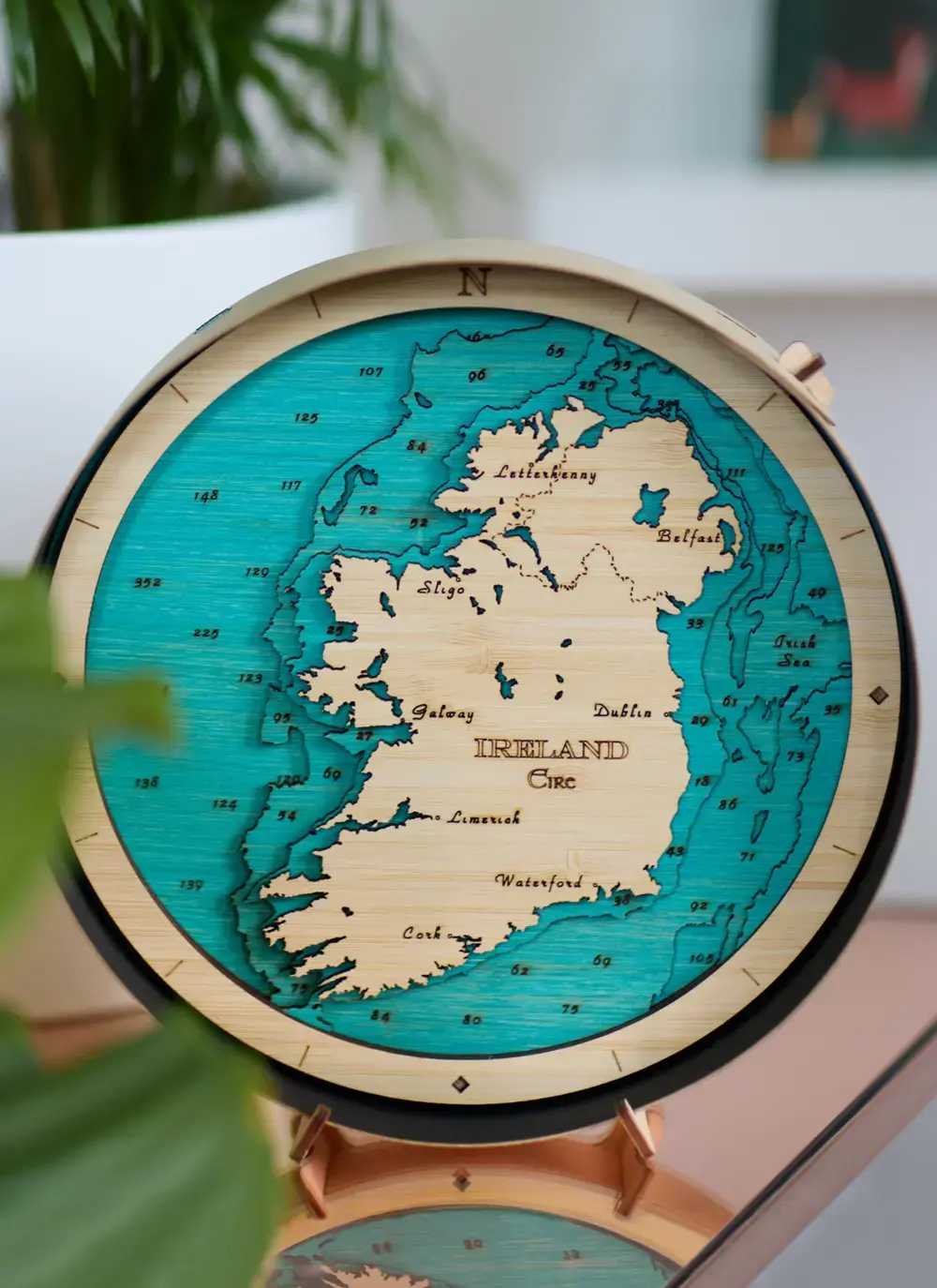 Ireland Round 3D Wooden Map Handcrafted Irish Wall Art
