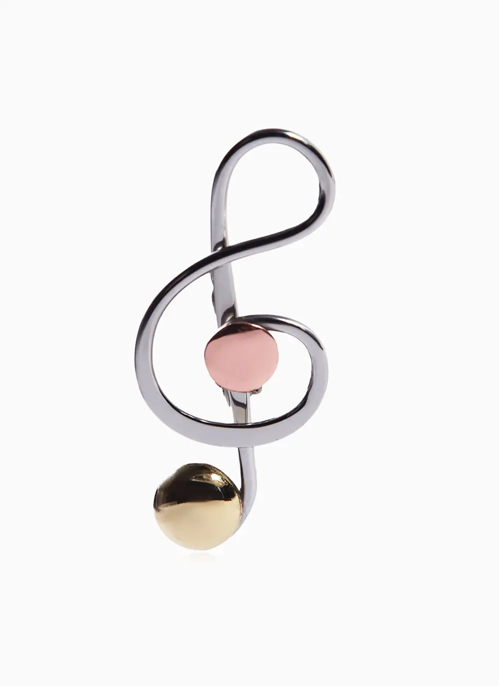 Kieran Cunningham Treble Clef Tri Color Brooch Brass Alpaca Silver Copper