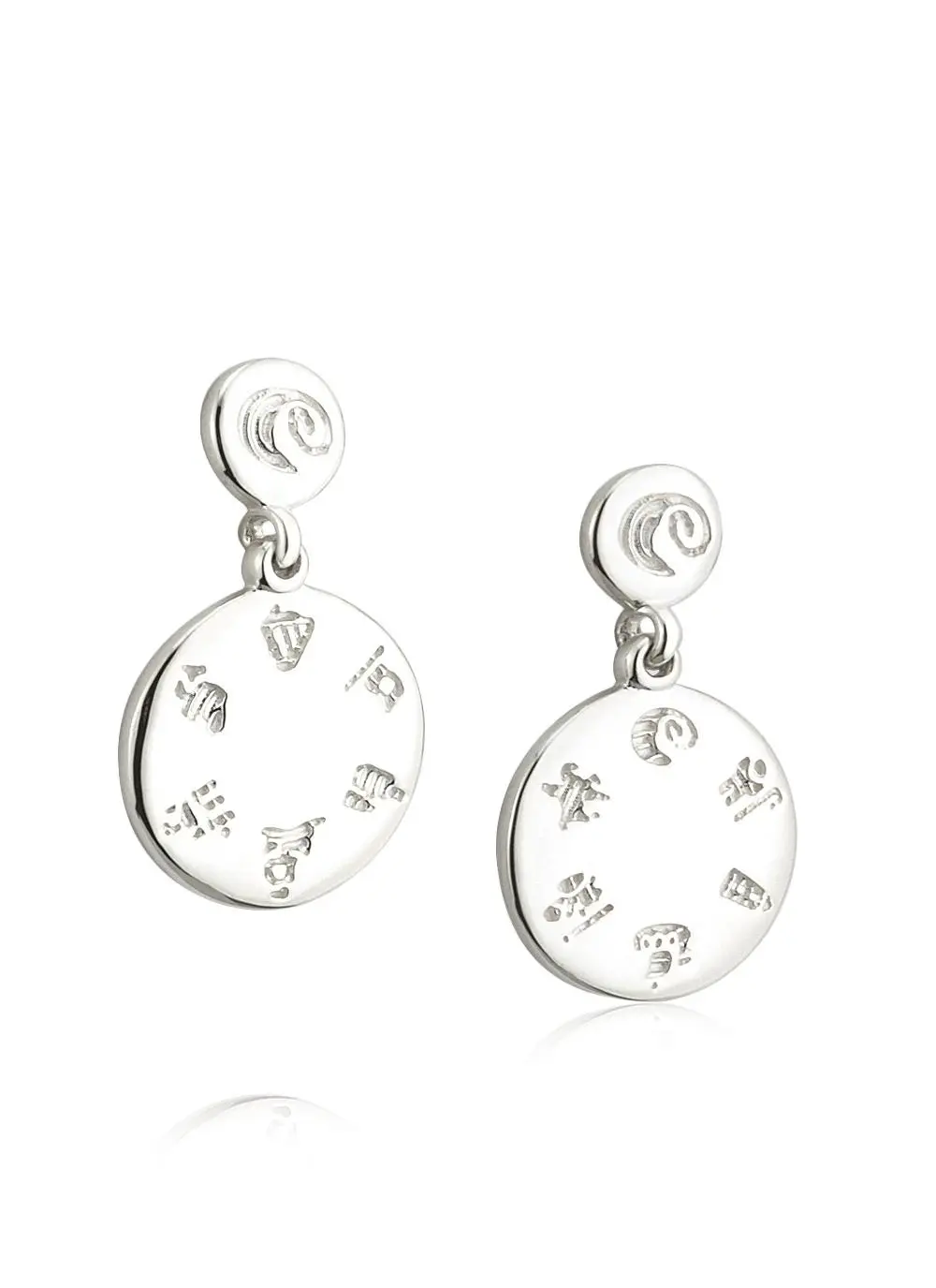 Sterling Silver History of Ireland Round Drop Earrings