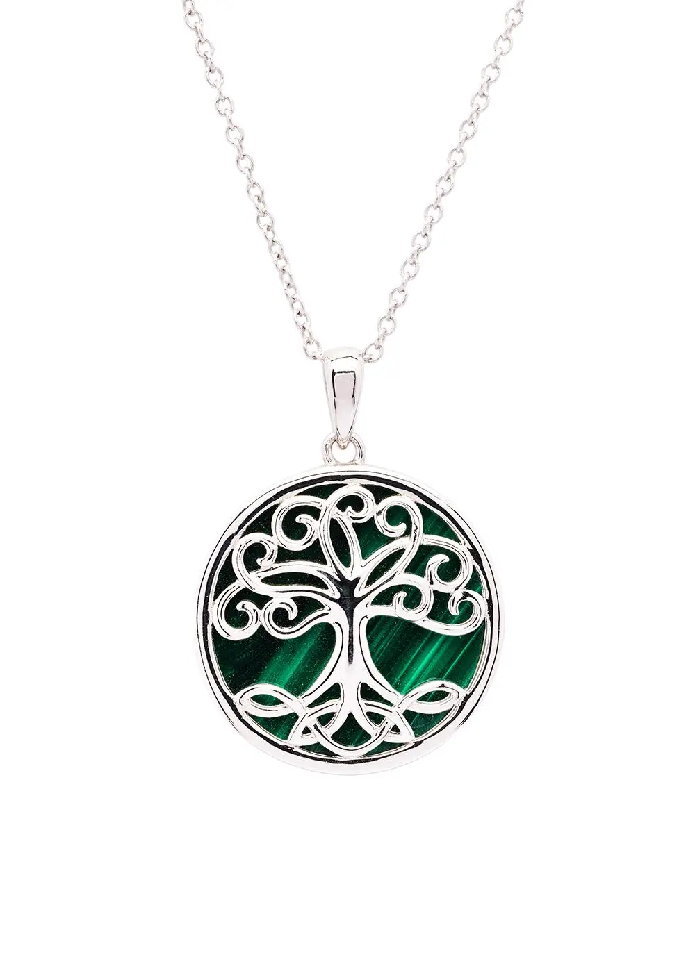 Sterling Silver Tree Of Life Malachite Pendant