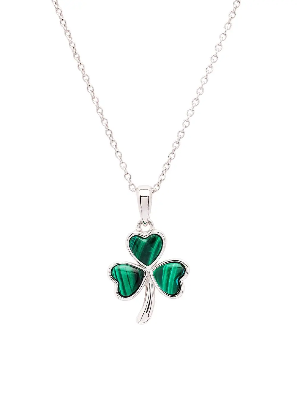 Sterling Silver Shamrock Malachite Pendant