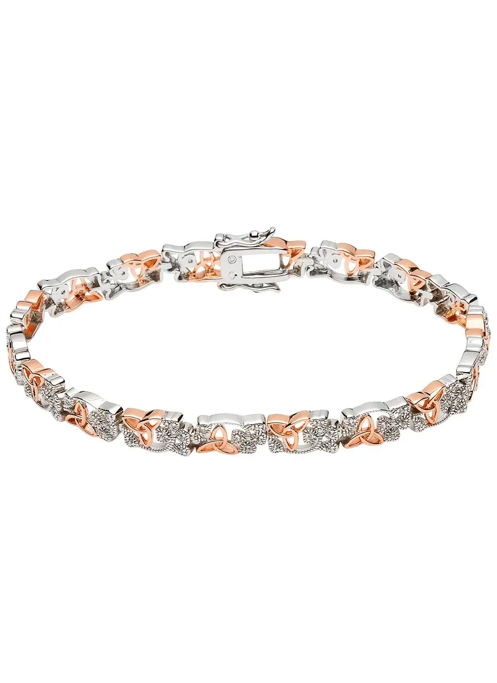 Sterling Silver & Rose Gold Plated Trinity Shamrock Bracelet