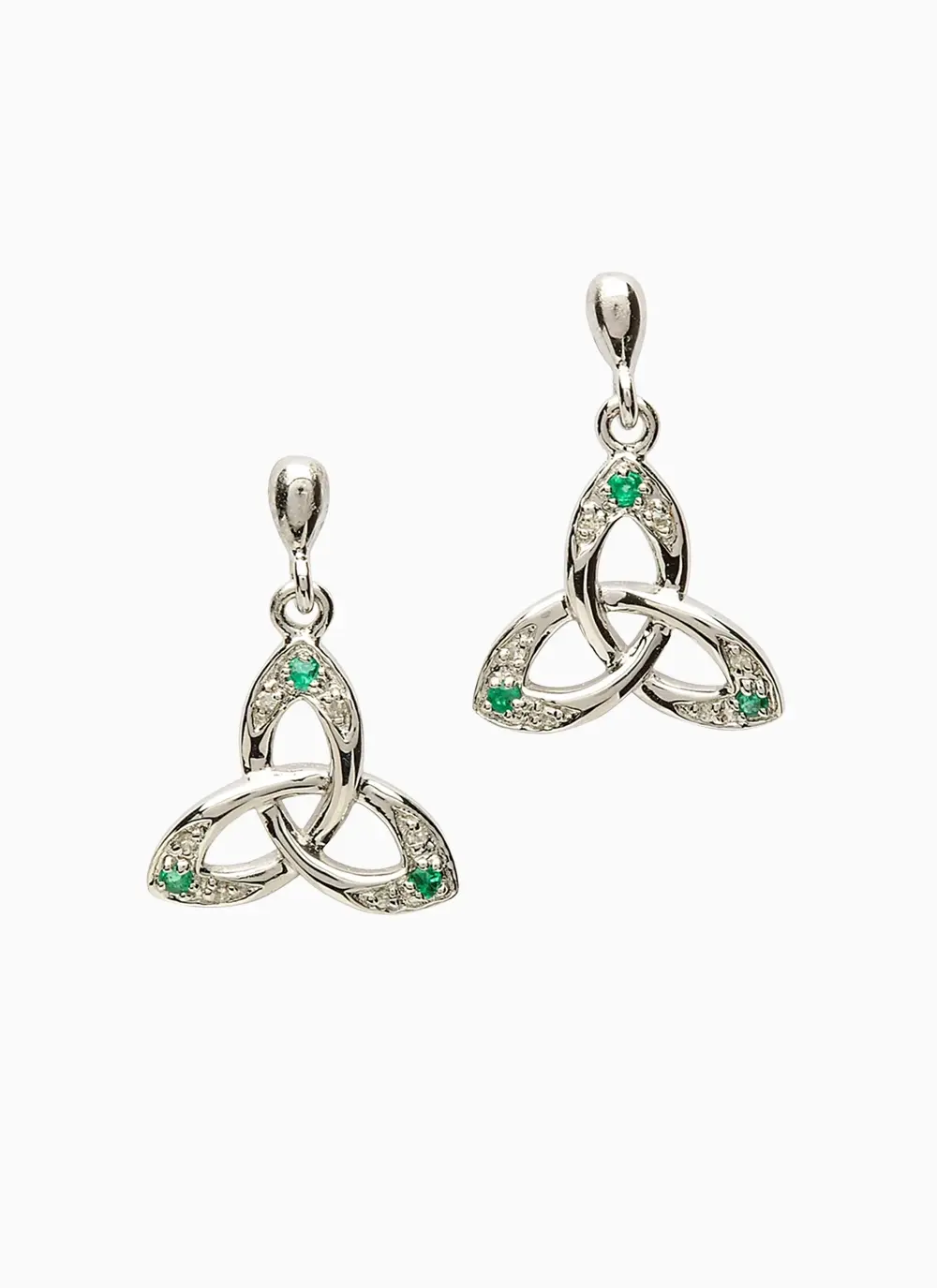 Sterling Silver Celtic Trinity Knot Earrings with Diamond 