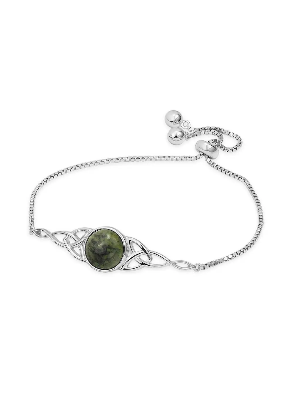 Sterling Silver Connemara Marble Trinity Knot Bracelet