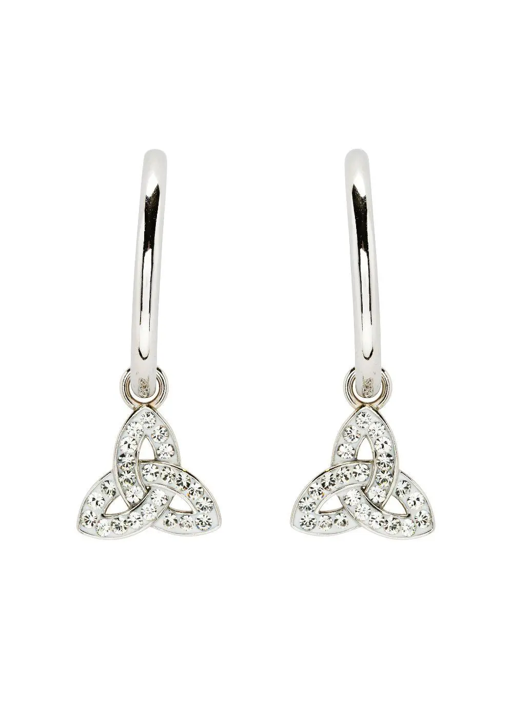 Sterling Silver Trinity Knot Hoop Earrings with White Cubic Zirconia