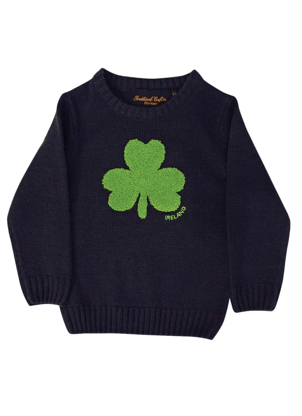 Kids Irish Shamrock Knitted Navy Sweater