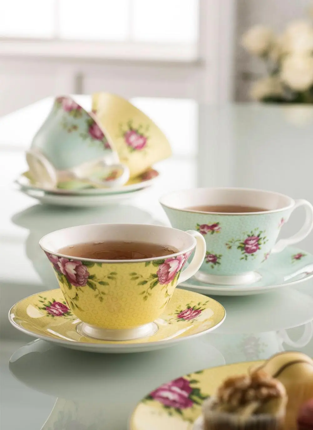Archive Rose Teacup & Saucer Set of 4