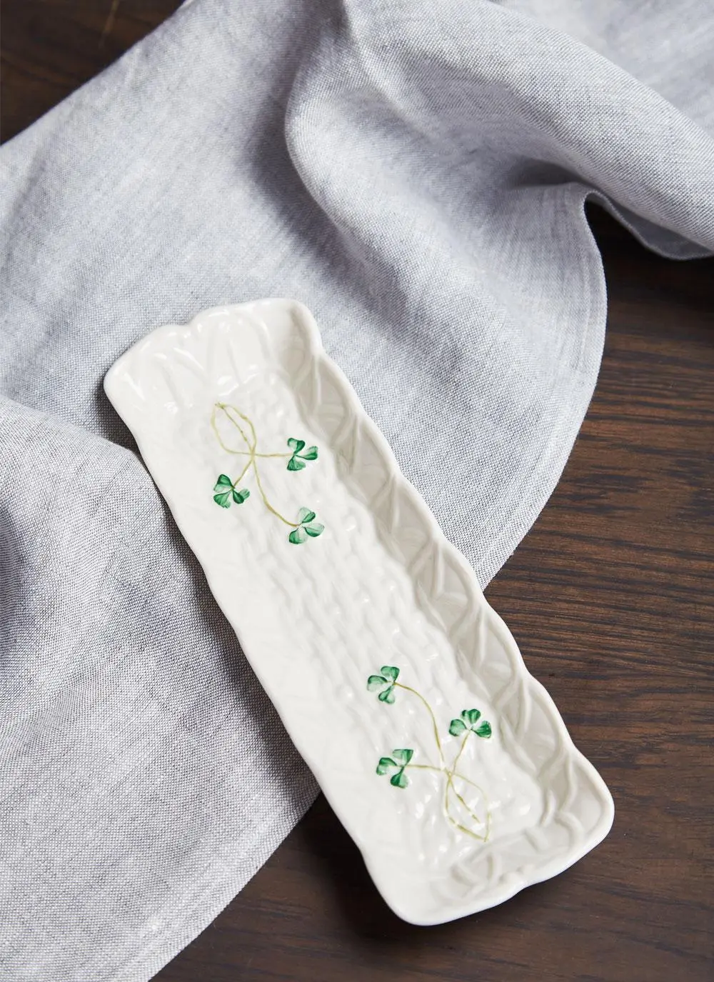 Belleek Shamrock Mint Tray