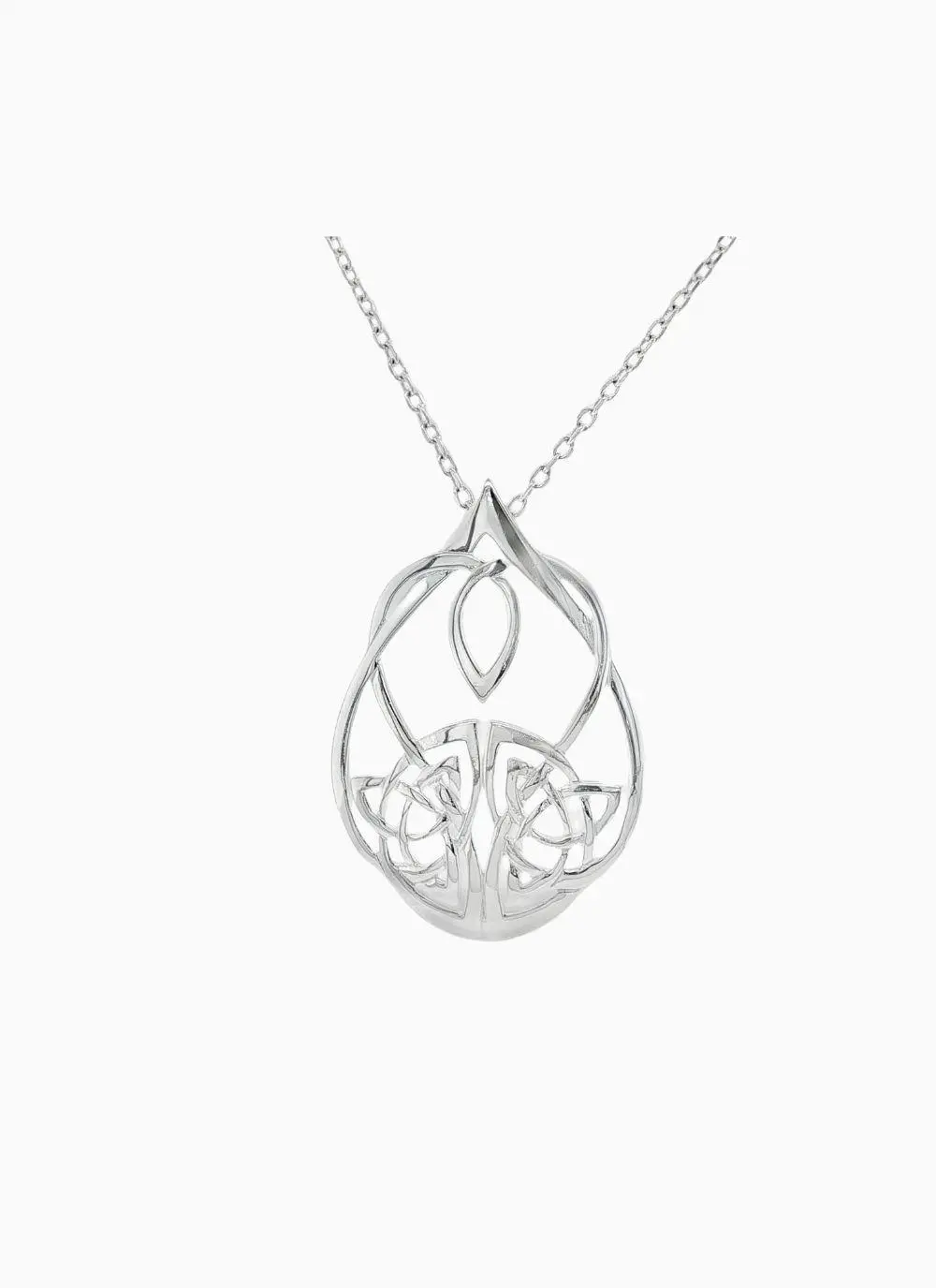 Sterling Silver Celtic Oval Drop Pendant 