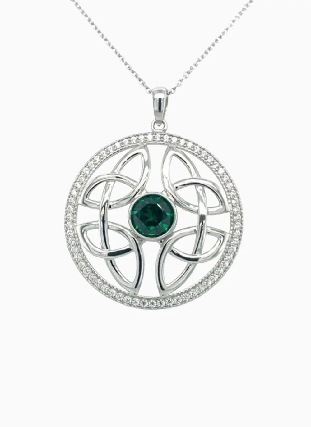 Sterling Silver Round Pendant with Cubic Zirconia