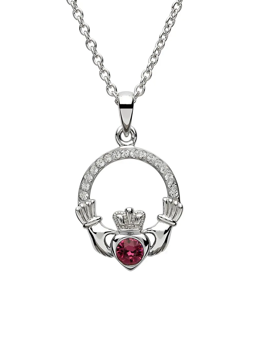 Claddagh Birthstone Pendant With Swarovski Crystals - February