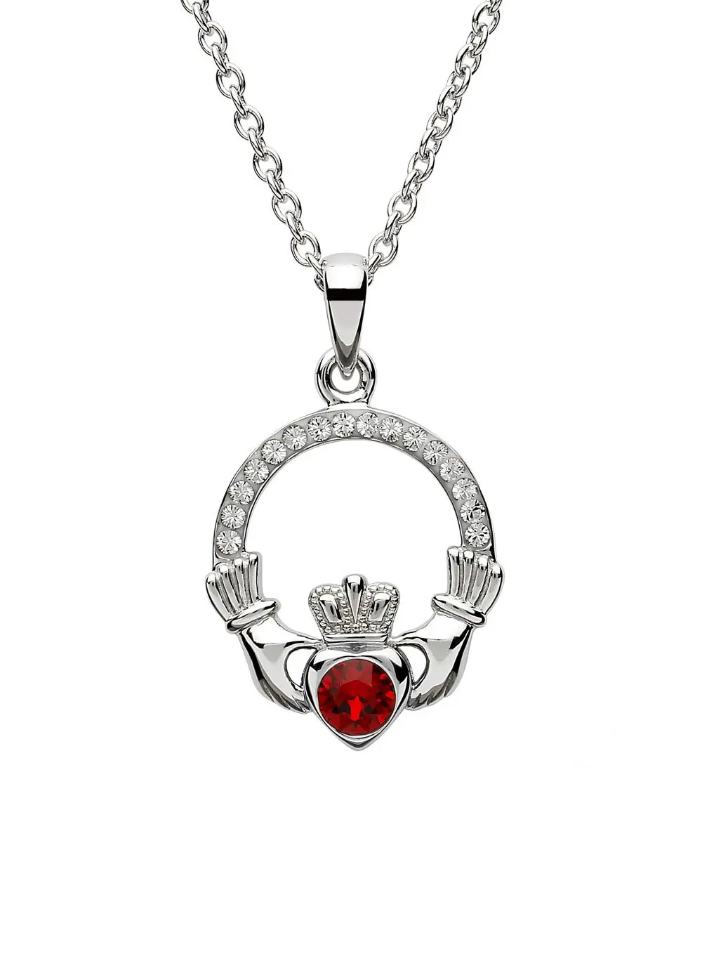 Claddagh Birthstone Pendant With Swarovski Crystals - January