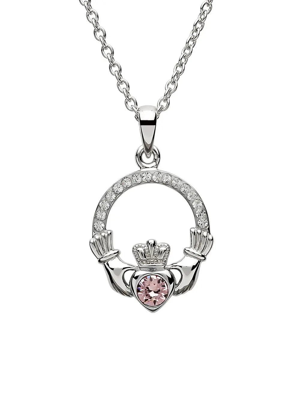 Claddagh Birthstone Pendant With Swarovski Crystals - June