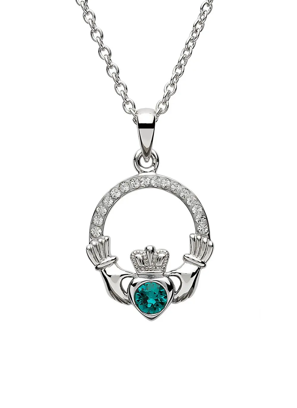 Claddagh Birthstone Pendant With Swarovski Crystals - May
